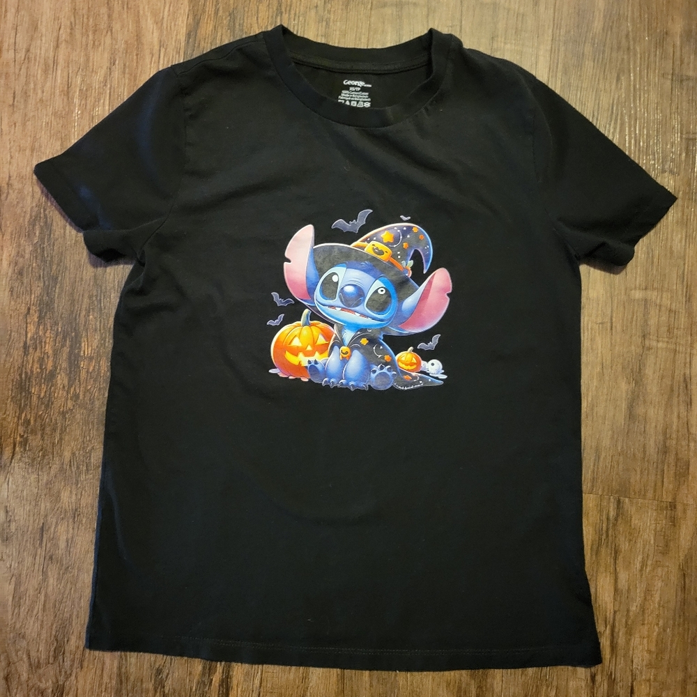 Disney Black Stitch Halloween T Shirt. George Size XS Womens DFT - GUC